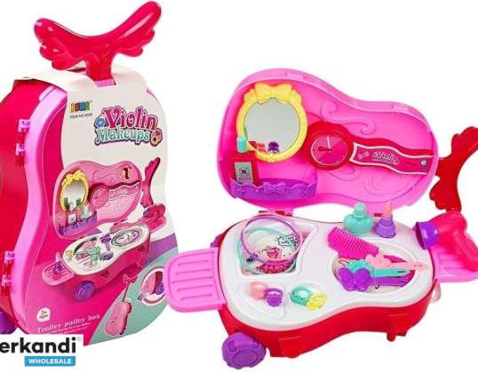 Make-up set in koffertje met wielen viool spiegel