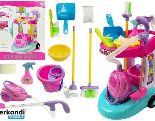 Trolley schoonmaakset roze stofzuiger