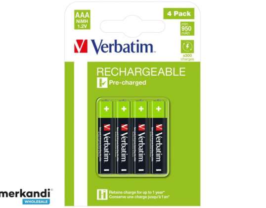 Verbatim Akku NiMH, Micro, AAA, HR03, blister 1,2 V/1000 mAh (pachet de 4)