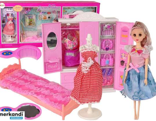 Puppe mit Kleidern Kleiderschrank Zimmermöbel Kleiderschrank Bettzubehör