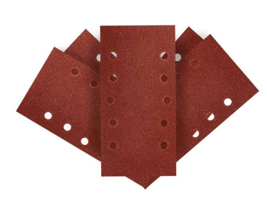 TOP 54H003 Papier de verre velcro 115 x 230 mm. K80. 5 pièces avec trous