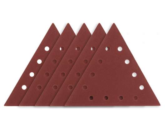 Papier abrasif auto-agrippant K120, triangular avec 12 trous, 5 pièces pour meuleuse 59G264