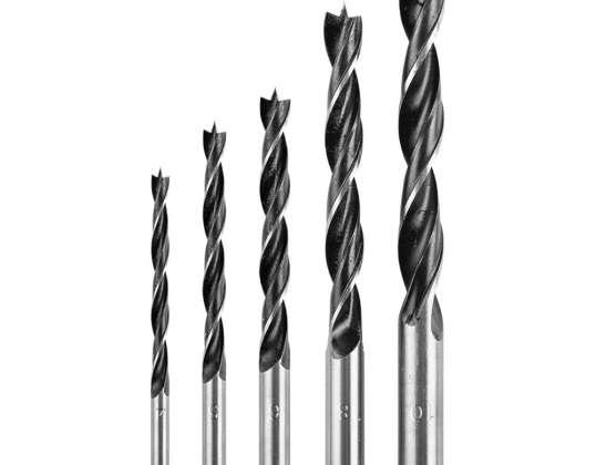 Medienos grąžtų rinkinys: 4. 5. 6. 8. 10 mm. 5 vnt.