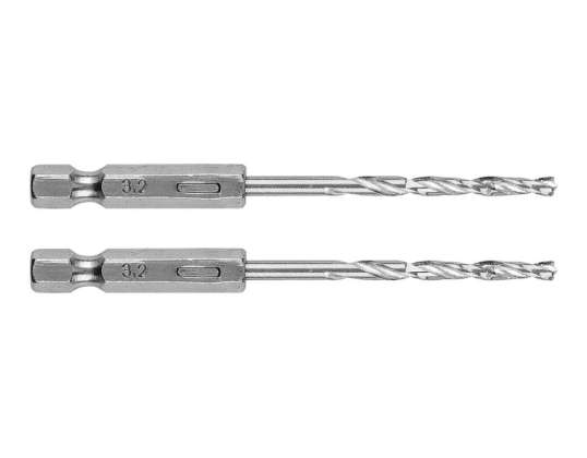 Metal Drill Bit Hex 3.2 mm. 2 pcs.