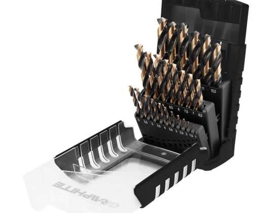 HSS CNC Metal Drills 124°. &quot;Pro Tec&quot;. 1.0   13.0 mm. set of 25 pieces.
