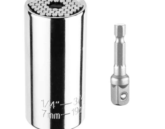 Universele dop 7 19 mm. 1/4" 3/4"