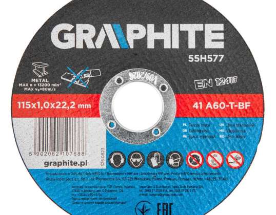 Metal cutting discs 115 x 1.0 x 22.2 mm. 41 A60 T BF. 10 pieces foil