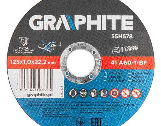 Metāla griešanas diski 125 x 1.0 x 22.2 mm. 41 A60 T BF. 10 gabali folijā