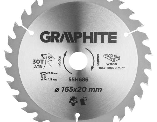 Blade for saw. plunge saw. carbide. 165 x 1.5 x 2.6 x 20 mm. 30 teeth