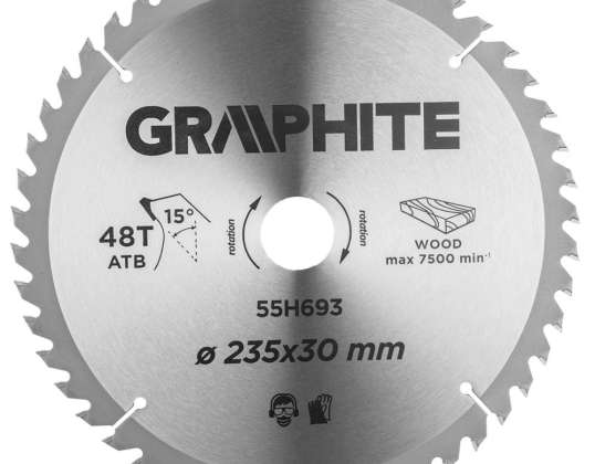 Skive til sag. hardmetall. 235 x 30 mm. 48 tenner