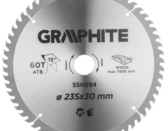 Klinge til sag. hardmetall. 235 x 30 mm. 60 tenner