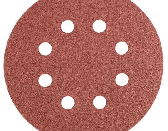 Schuurdisc 125 mm, K120, 5 stuks, met 8 gaten