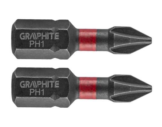 Impact bits PH1 x 25 mm. 2 stuks.