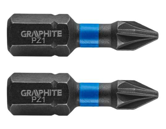 Impact bits PZ1 x 25 mm. 2 stuks.
