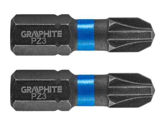 Impact bits PZ3 x 25 mm. 2 stuks.