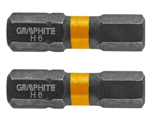 Slagbiter HEX6 x 25 mm. 2 stk.