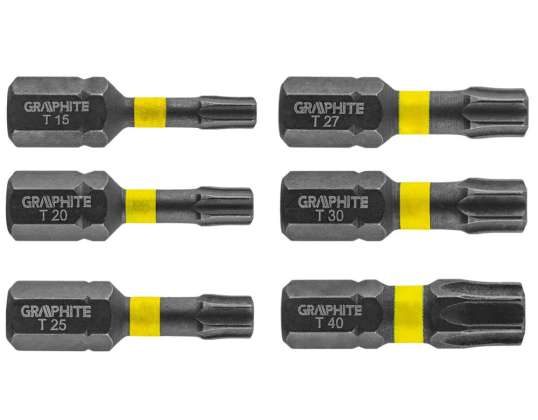 TX10/15/20/25/30/40 x 25 mm slagbits. 6 stuks.