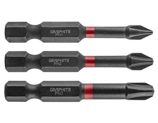 Impact bits PH1/2/3 x 50 mm. 3 stuks.