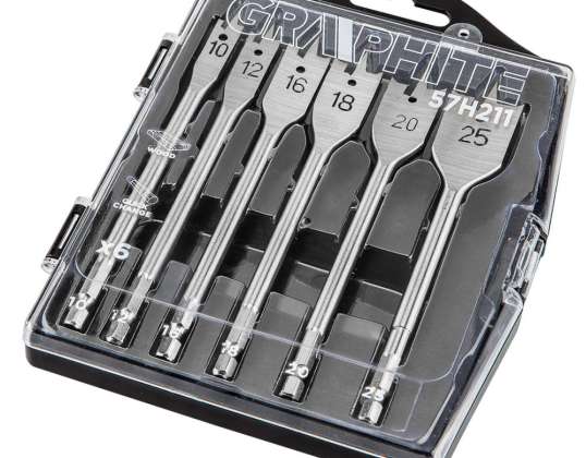 Burghie de lemn cu spatule. 10.12.16.18.20.25mm. set de 6 buc.
