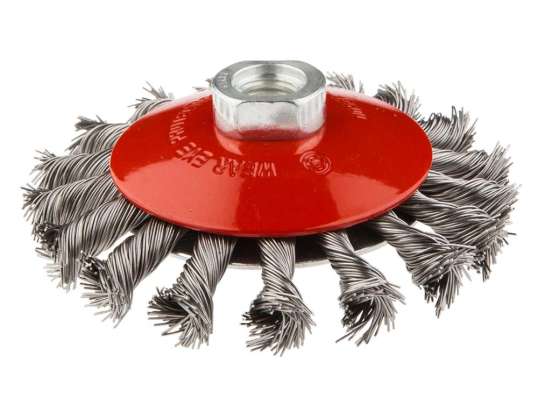 Abgewinkelte Drahtbürste 100 mm x M14. INOX
