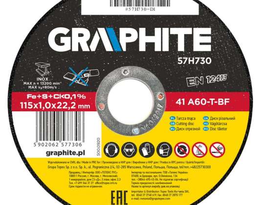 Metāla griešanas disks 115 x 1.0 x 22.2 mm. 41 A60 T BF. INOX