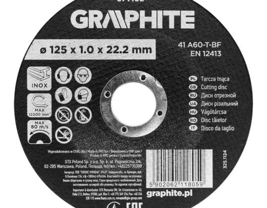 Cutting disc. corundum for metal/INOX 125 x 1.0 x 22.2 mm.  41 A60 T BF