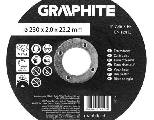 Cutting disc. corundum for metal 230 x 2.0 x 22.2 mm.  41 A46 S BF