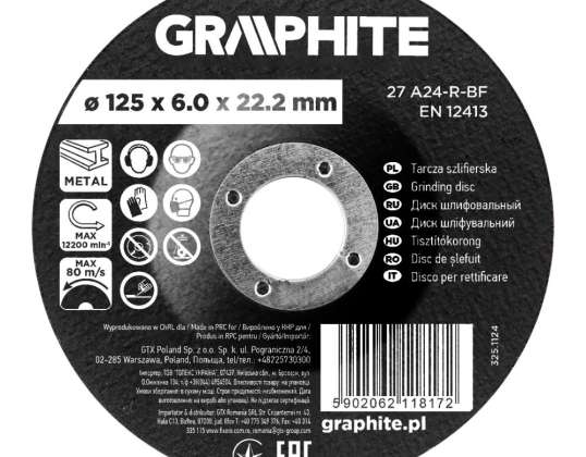 Sanding disc. alumina for metal 125 x 6.0 x 22.2 mm. 27 A24 R BF. Convex