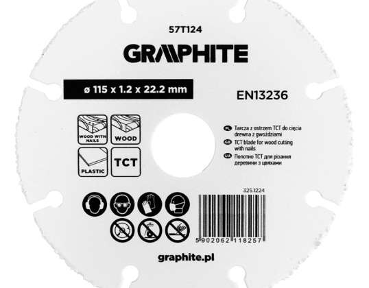 TCT Blade Saw Blade for Cutting Wood with Nails 115 x 1.2 x 22.22 mm