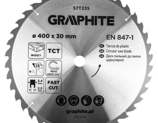 TOP 57T235 Ripzāģa asmens. Vidijava. 400 x 30 mm. 40 zobi