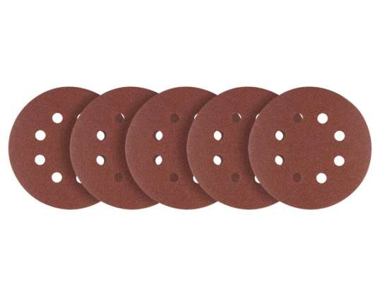 Velcroskiver 125 mm. P180. 5 stk. med 8 huller