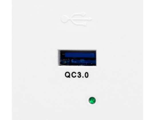 NOEN modulare USB-Buchse 45x45mm mit USB-Schnellladegerät 3A/5V; 2A/9V; 1.5A/12V. weiß
