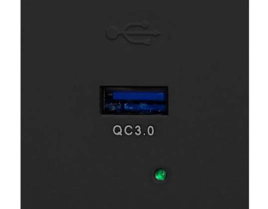 NOEN USB θύρα modul 45x45mm με φορτιστή USB quick charge 3A/5V; 2A/9V; 1.5A/12V. μαύρο