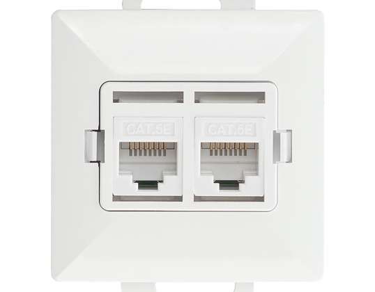 Gniazdo 2xRJ45 Cat5 Pearl. RJ45 5CAT/P2. fehér