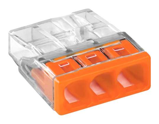 Conector Wago de 3 vías. Modelo: 2273 203. de 0.5 a 2.50mm?. 10 piezas