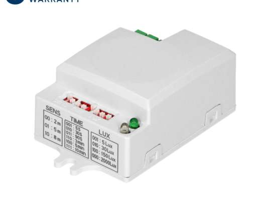 Mini mikrobølge bevegelsessensor. 360°/180°. med jumperjustering. IP20. 1200W