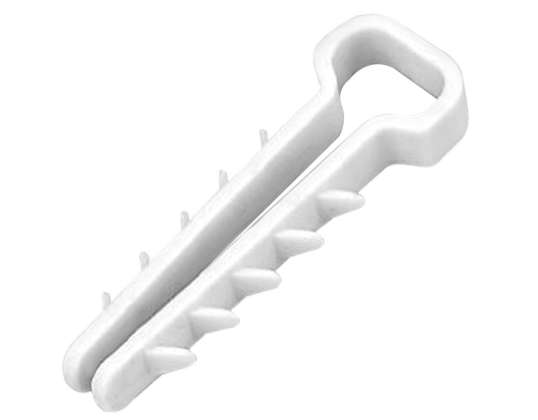 Support de câble à enfoncer. Câble plat 13x7mm. blanc. 100 pièces
