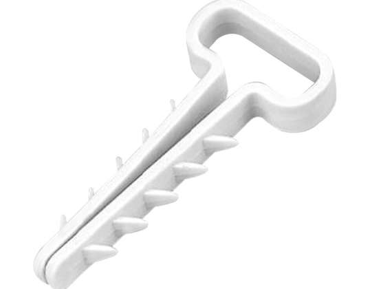 Support de câble à enfoncer. Câble plat 15x7mm. blanc. 100 pièces