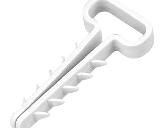 Support de câble à enfoncer. Câble plat 18x7mm. blanc. 100 pièces