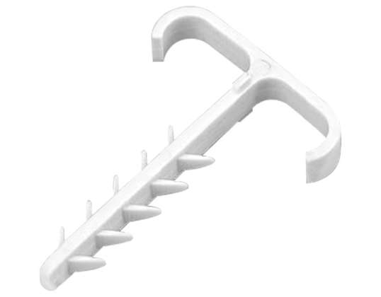 Support de câble à enfoncer. double. Câble plat 13x7mm. blanc. 100 pièces