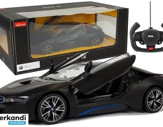 Auto R/C BMW i8 Rastar 1:14 Noir Porte Automatique