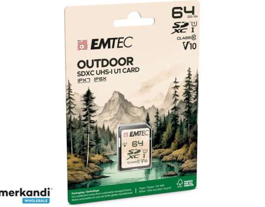 Carte mémoire Emtec SDXC 64GB UHS I V10 CL10 EXTÉRIEUR IPX6 IPX7