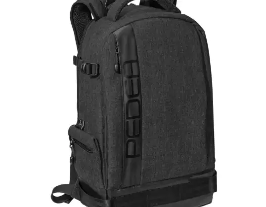 Kamerarucksack Fotorucksack mit Regenschutz, Tragegurt und Zubehörfächern, schwarz