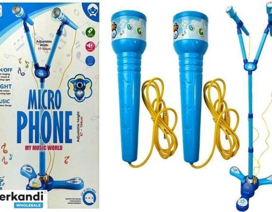 Juego de Micrófonos Karaoke para Niños Soporte de Batería Azul