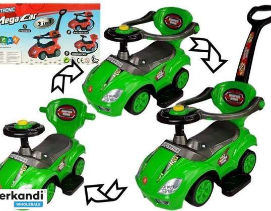 Pasivažinėjimas su stūmiku Mega Car 3in1 Green