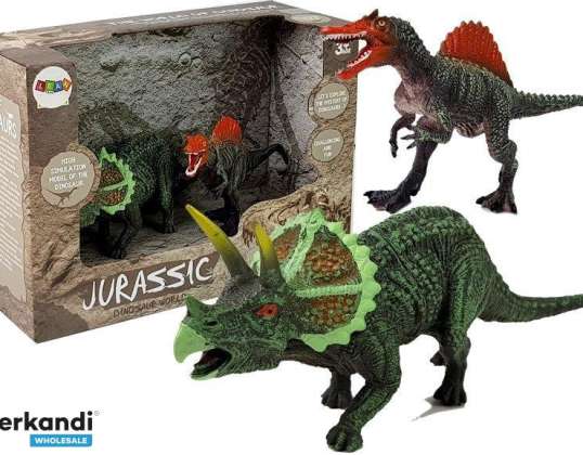 Spinosaurus dinosaur figur sett. Triceratops