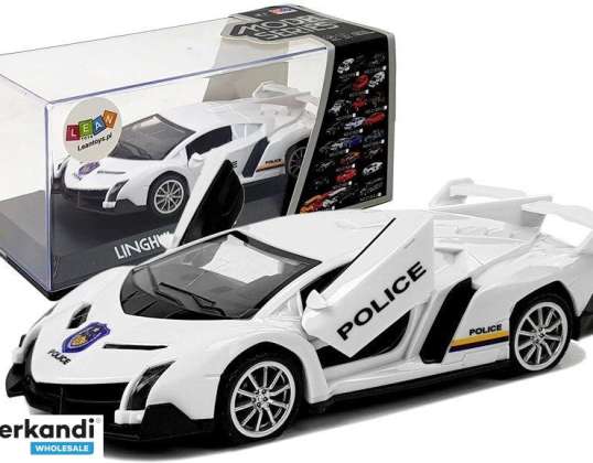 Coche deportivo de fricción con sonido policial blanco
