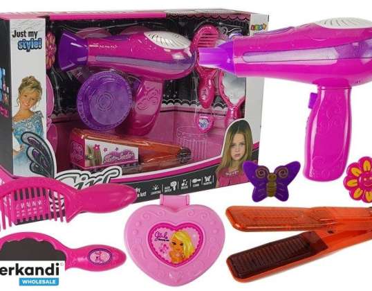 Set de Belleza con Accesorios Secador Planchita Rosa