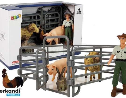 Heykelcik Seti Evcil Hayvanlar Çiftlik Çiftçi Koyun Ram