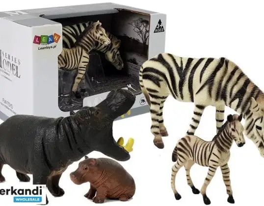 Beeldje Set Dieren Afrika Nijlpaard Zebra